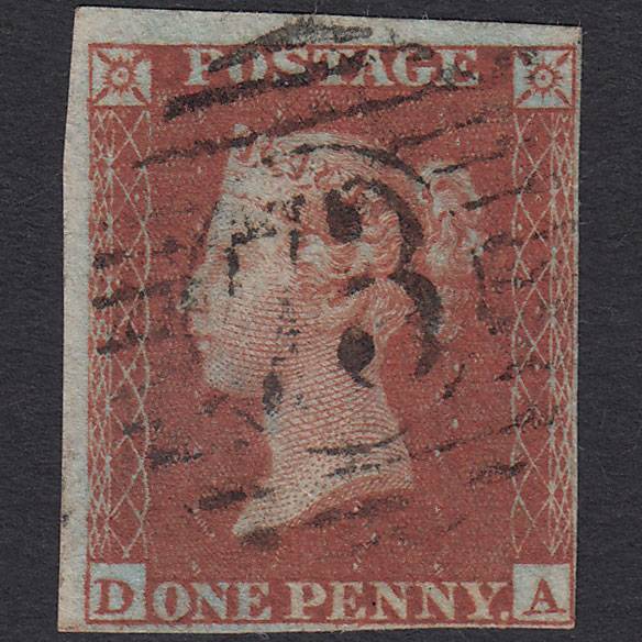 GB QV 1841 1d Red-brown Pl 174 SG8-B2(1) DA VFU 4 Margins London D&S 73