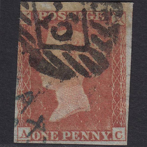 GB QV 1841 1d Red-brown Pl 157 SG8-B2(1) AC GU 3m London & Blue Town Pmk