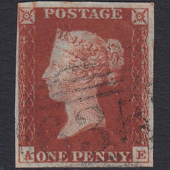 GB QV 1841 1d Deep Red-brown (Plate 56) SG10-B1(4) AE FU 4M Reading 635