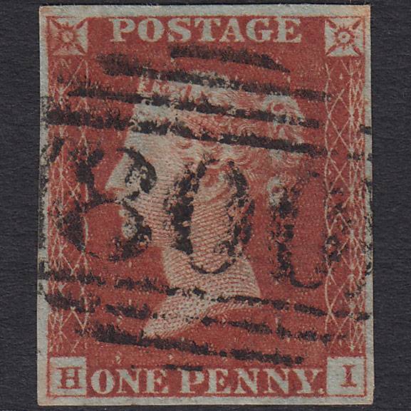 GB QV 1841 1d Red-brown (Plate 53) SG8-B1(1) HI FU Tiverton 800
