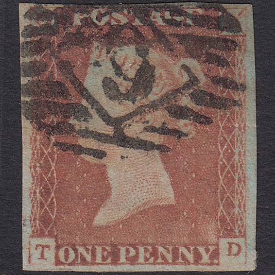 GB QV 1841 1d Pale Red-brown Pl 78 SG9-B1(3) TD GU 4M London IS Cancel
