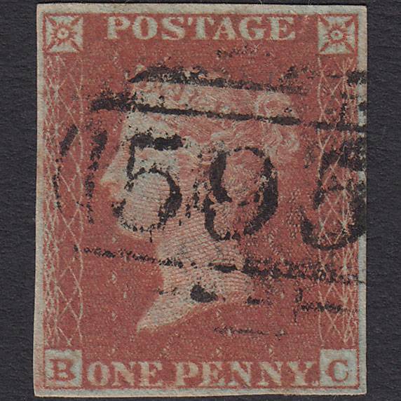 GB QV 1841 1d Red-brown Pl 149 SG8-B2(1) BC GU 4 Margins Oswestry 595