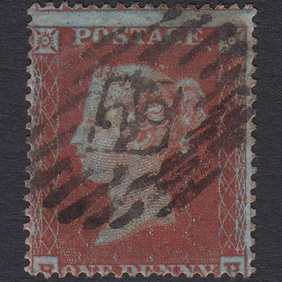 GB QV 1854 1d (Plate 198) SG17-C1(1) Framed Reverse BH GU London IS Cancel