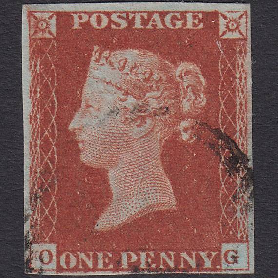 GB QV 1841 1d Red-brown Pl 60 SG8-B1(1) OG VFU 4 Margins Light Cancel