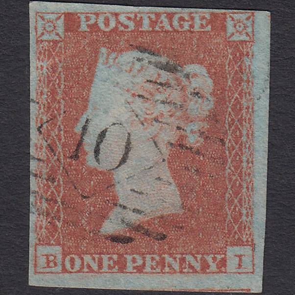 GB QV 1841 1d Red-brown Pl 112 SG8-B1(1) BI GU 4 Margins London IS 10