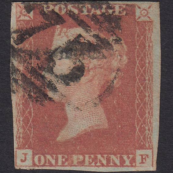 GB QV 1841 1d Red-brown Pl 78 SG8-B1(1) JF GU 4 Margins Birmingham 75