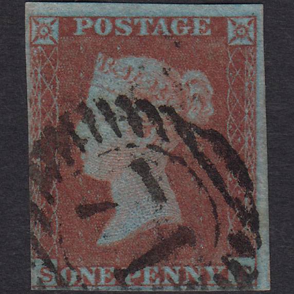 GB QV 1841 1d Very Blued (Plate 130) SG8a-B1(2) SF GU 3 Margins 71