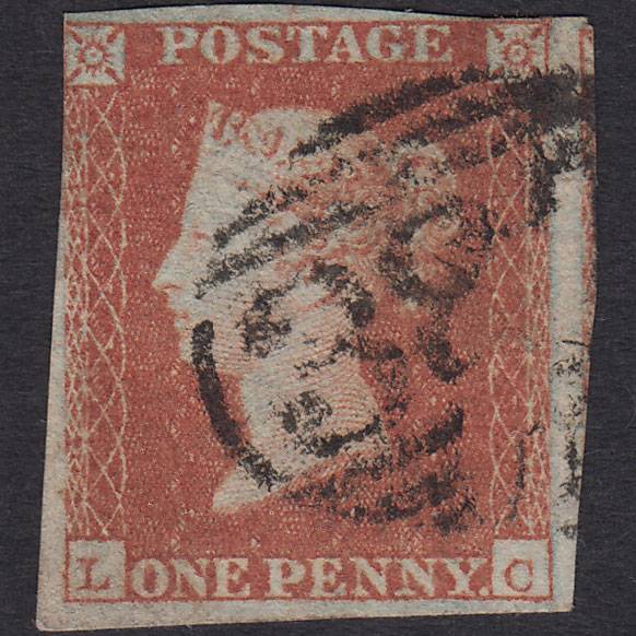 GB QV 1841 1d Red-brown (Plate 104) SG8-B1(1) LC GU nr 4 Margins