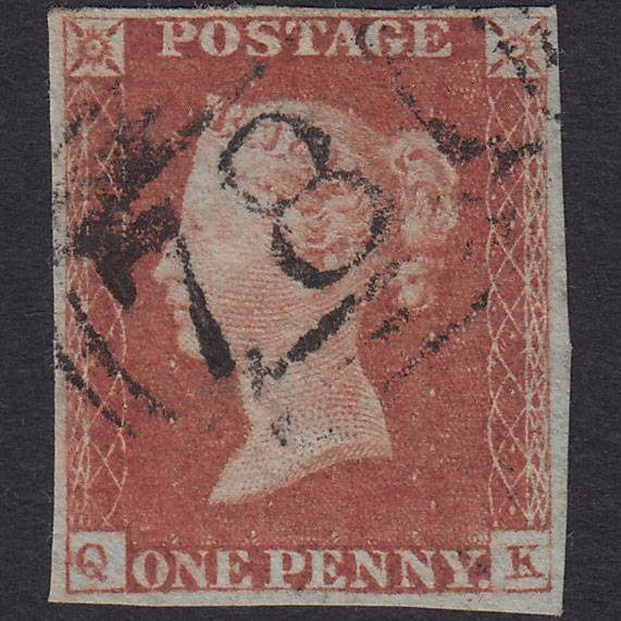 GB QV 1841 1d Red-brown Pl 77 SG8-B1(1) QK FU 4 Margins Callington 781