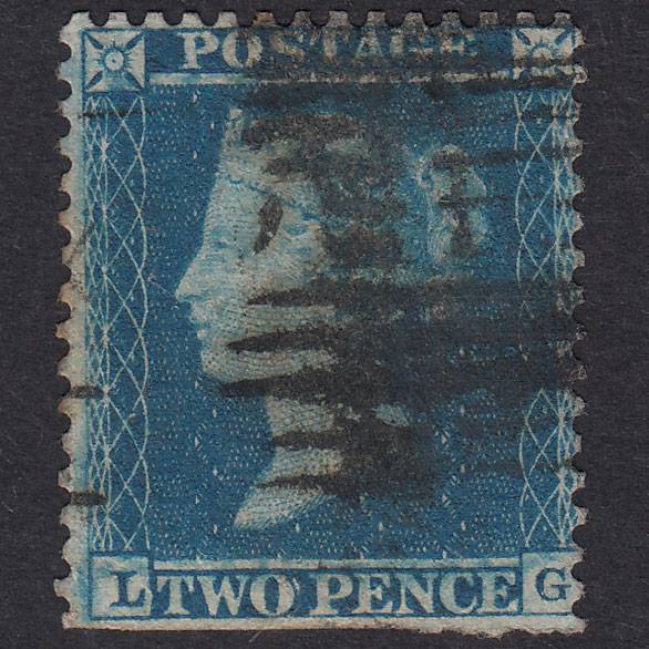 GB QV 1855 2d Blue Plate 5 SG23A-F3 LG PU Scotland