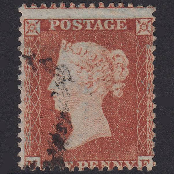 GB QV 1855 1d Red-Brown Plate R4 SG22-C2(1) MF FU Light Cancel