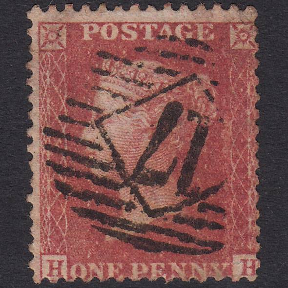 GB QV 1857 1d Rose-Red Plate 48 SG40-C10(1) HH GU London IS 17