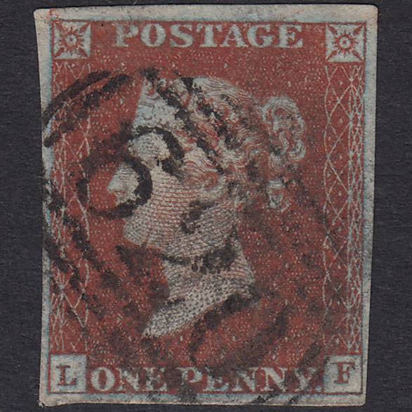 GB QV 1841 1d Plate 49 SG8-B1(1) Framed Reverse LF FU 4M Plymouth 620