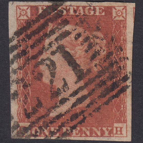 GB QV 1841 1d Red-Brown Plate 172 SG8-B2(1) BH FU 4 Margins Leith 221