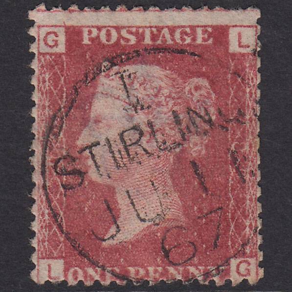 GB QV 1864 1d Lake-Red Plate 89 SG44-G1(2) LG GU Stirling CDS