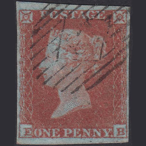 GB QV 1841 1d Very Blued Plate 138 SG8A-B1(2) EB VFU 4M London IS Cancel