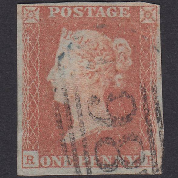 GB QV 1841 1d Red-Brown Plate 102 SG8-B1(1) RF FU 4M Blue-Black PMK