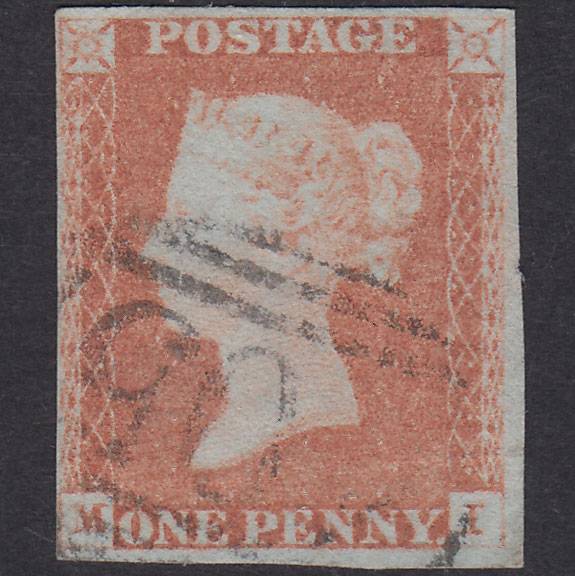 GB QV 1841 1d Orange-Brown Plate 70 SG12-B1(6) MI GU 4M Ipswich 405