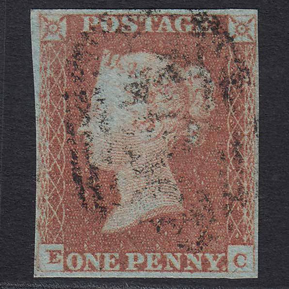 GB QV 1841 1d Red-brown (Plate 81) (SG8) 'EC' FU 4 Margins
