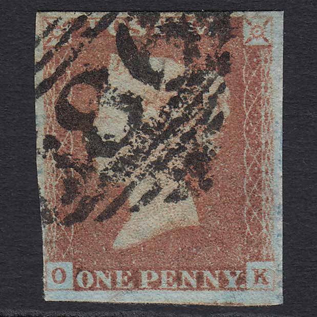 GB QV 1841 1d Red-brown (Plate 67) (SG8) 'OK' GU Dublin (186) 4 Margins