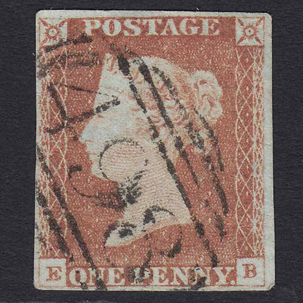 GB QV 1841 1d Red-brown Pl 71 (SG8) 'EB' GU Manchester (498) 4 Margins