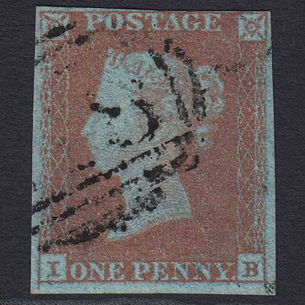 GB QV 1841 1d Red-brown V Blued (Plate 108) (SG8A) 'IB' FU nr 4 Margins
