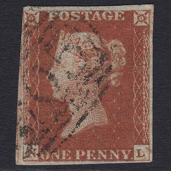GB QV 1841 1d Red-brown (Plate 52) (SG8) 'NL' FU Wolverhampton (905) 4M