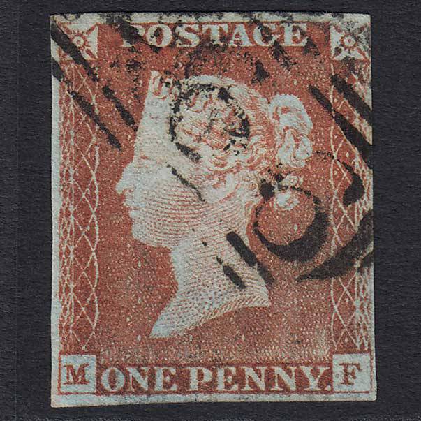 GB QV 1841 1d Pale Red-brown (Plate 60) (SG9) 'MF' FU 4 Margins