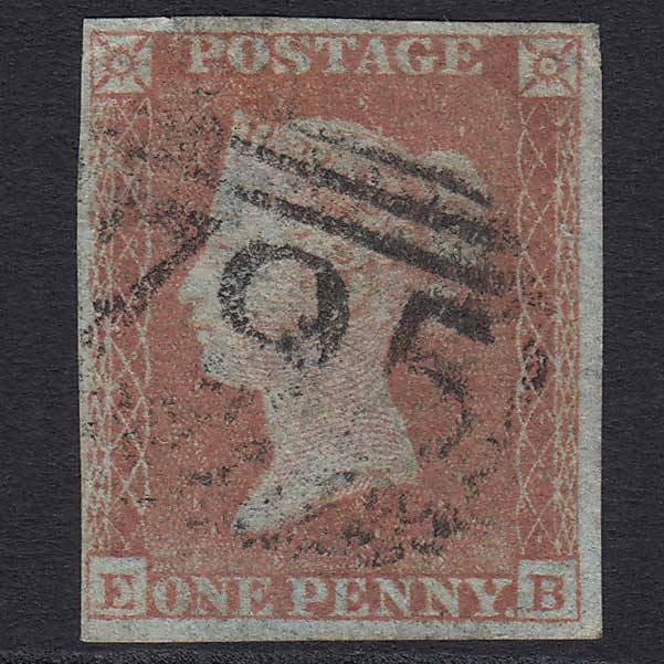 GB QV 1841 1d Red-brown (Plate 165) (SG8) 'EB' GU Thirsk (795) 4M Imperf