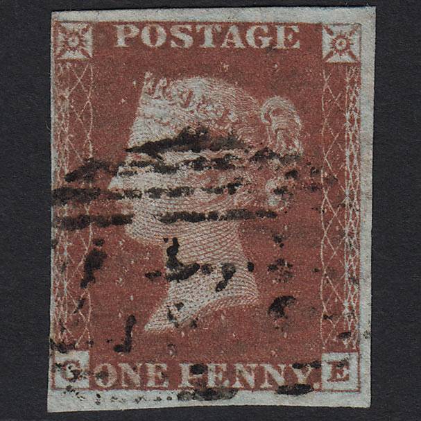 GB QV 1841 1d Red-brown (Plate 62) SG8-B1(1) GE FU 4M Imperf