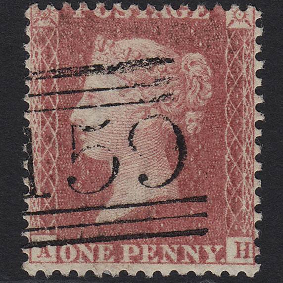 GB QV 1857 1d Rose-red SG40-C10(1) AH VFU Glasgow 159 Distinctive Marks