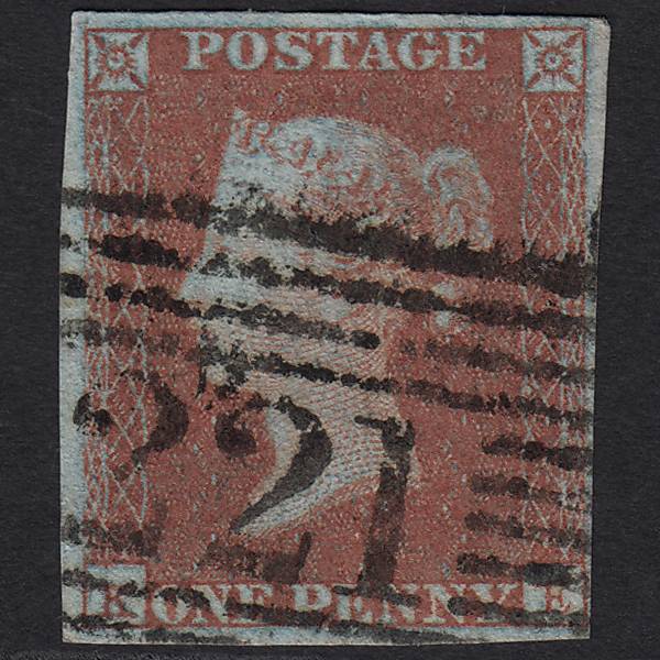 GB QV 1841 1d Very Blued Pl 104 SG8a-B1(2) KE VFU Leith 221 4M Imperf