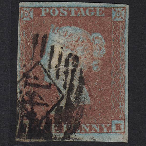 GB QV 1841 1d Very Blued Pl 91 SG8a-B1(2) NE FU London No.14 4 Margins
