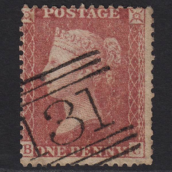 GB QV 1857 1d Rose-red (Plate 46) SG40-C10(1) BC GU Edinburgh 131