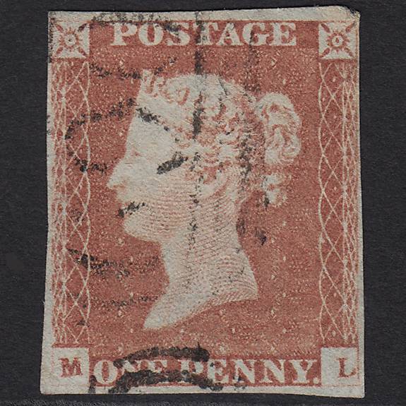 GB QV 1841 1d Pale Red-brown (Plate 84) SG9-B1(3) ML GU Light Cancel 4M