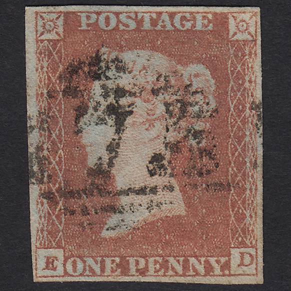 GB QV 1841 1d Red-brown Pl 92 SG8-B1(1) ED GU 4M Imperf Birmingham 75