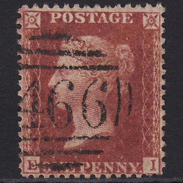 GB QV 1857 1d Rose-red (Plate 60) SG40-C10(1) EI GU Liverpool 466