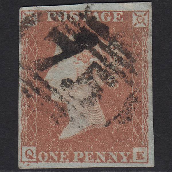 GB QV 1841 1d Red-brown Pl 93 SG8-B1(1) QE GU 4 Margins Birmingham 75