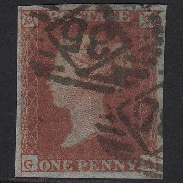 GB QV 1841 1d Red-brown Pl 165 SG8-B2(1) GA GU 4M Imperf London IS 35