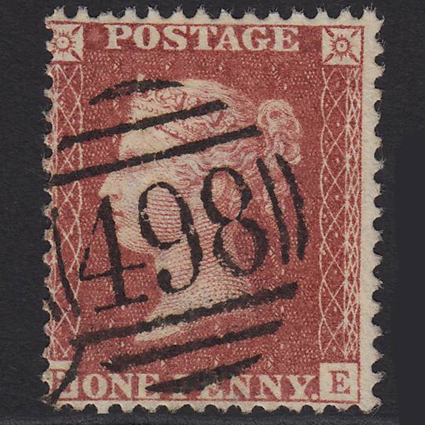 GB QV 1857 1d Deep Rose-red Pl 48 SG41-C10(4) EE VFU Manchester 498 Spoon