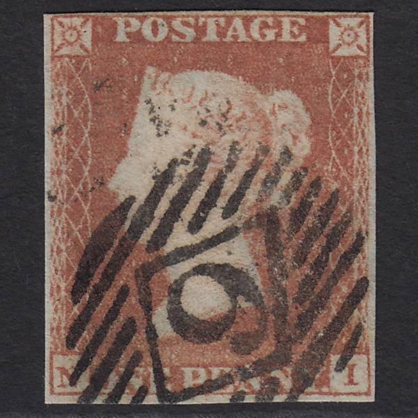 GB QV 1841 1d Red-brown Pl 88 SG8-B1(1) NI GU 4 Margins London IS Cancel