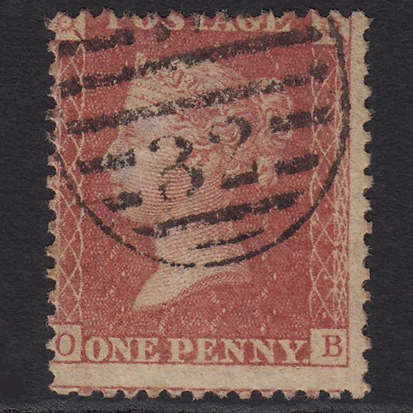 GB QV 1857 1d Rose-red Pl 59 SG40-C10(1) OB FU London D&S Cancel Misperf