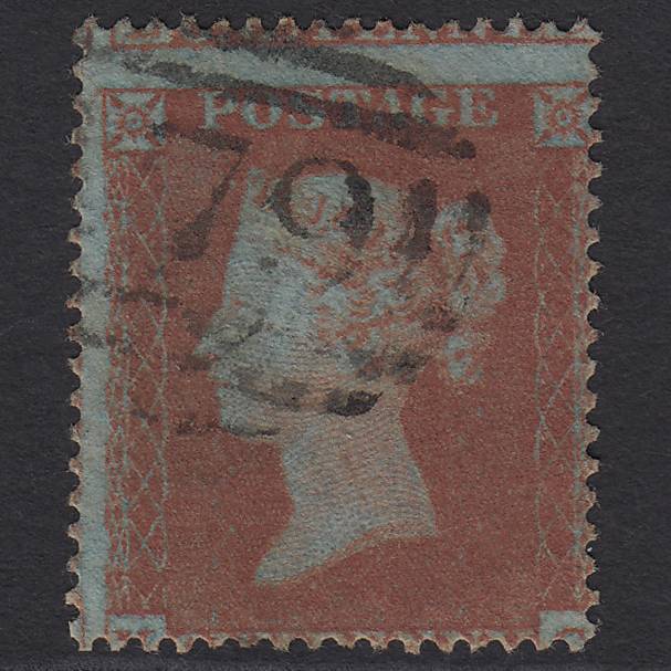 GB QV 1854 1d Red-brown (Plate 184) SG17-C1(1) MC FU Light Cancel Misperf
