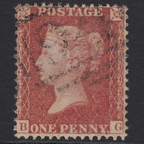 GB QV 1857 1d Rose-red Pl 48 SG40-C10(1) Constant Variety BG FU Boston 94
