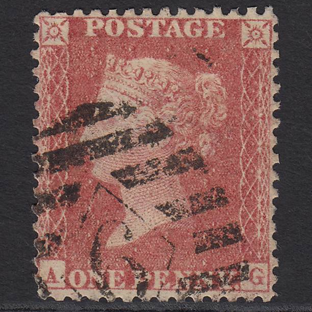 GB QV 1857 1d Rose-red SG40-C10(1) AG GU Miss Imprimatur London IS Cancel
