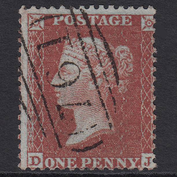 GB QV 1855 1d Red-brown (Plate 12) SGC6(1) DJ FU Sunderland 761 Misperf