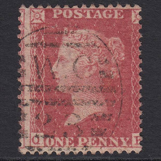 GB QV 1857 1d Pl 39 SG40-C10(1) 'QK' GU London D&S WC23 Large Misperf