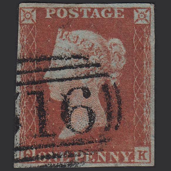 GB QV 1841 1d Red-brown (Plate 87) SG8-B1(1) QK FU Marlborough 516 RE-cut