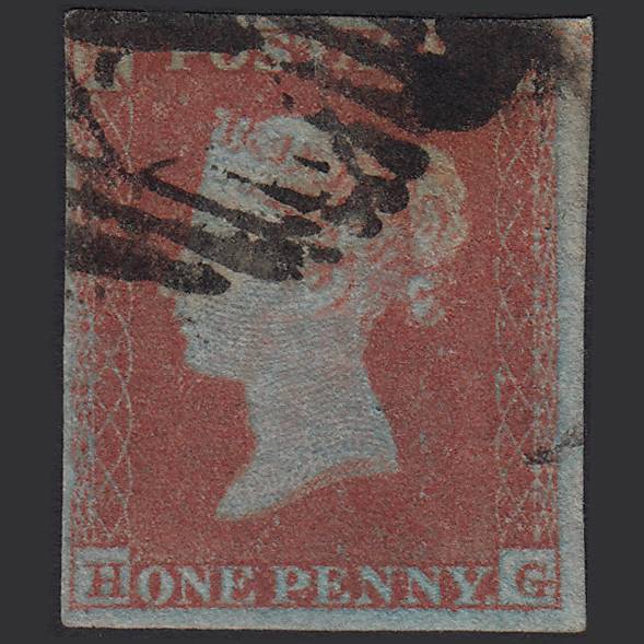 GB QV 1841 1d Very Blued (Plate 131) SG8a-B1(2) HG FU 4M London IS Cancel
