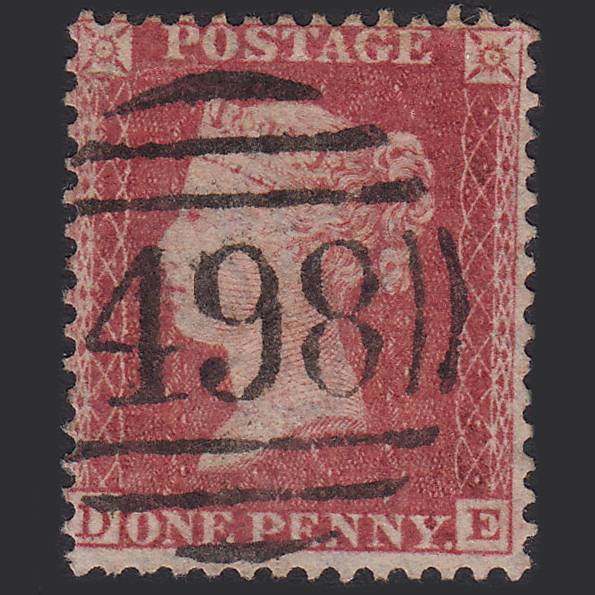 GB QV 1857 1d Rose-red (Plate 58) SG40-C10(1) DE FU Manchester 498